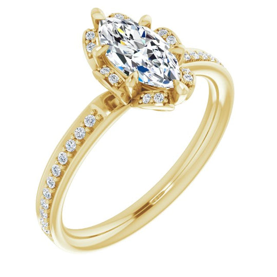 Marquise Floral-Inspired  Engagement Ring Mounting