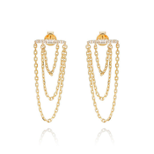 Golden Cascade Diamond Earrings