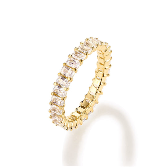 10 Pointer Emerald Cut Diamond Eternity Band