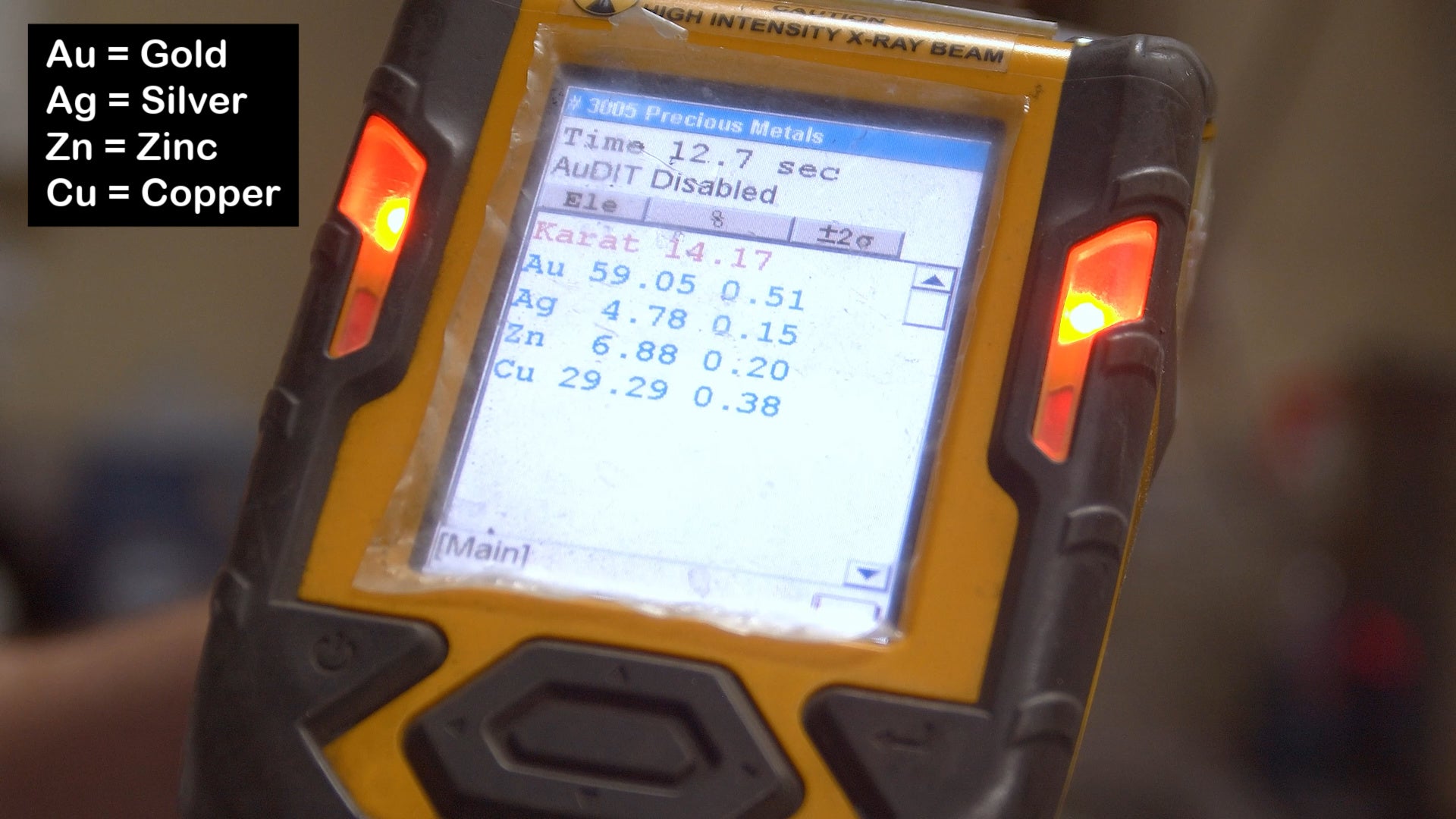metals analyzer readout gold alloys